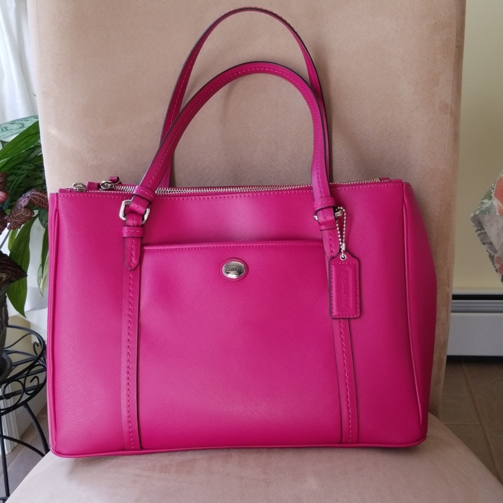 Fuschia Coach Peyton Double Zip purse